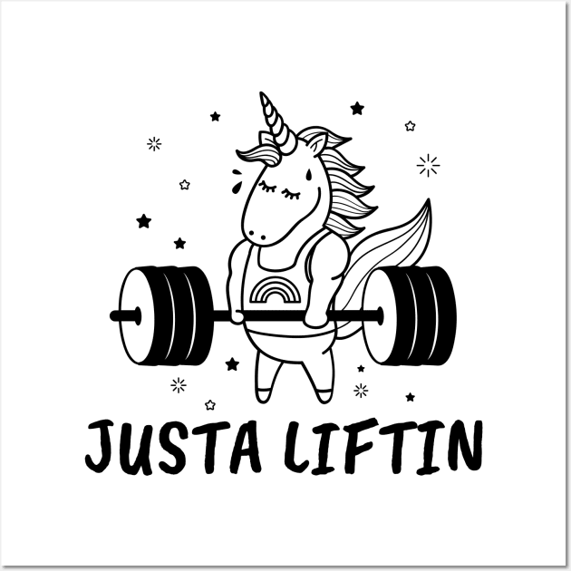 Justa liftin unicorn Wall Art by crazytshirtstore